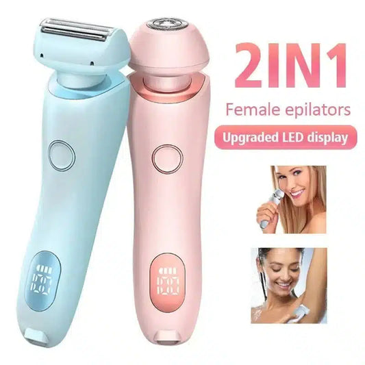 2-in-1 Women Shaver Tool – Rechargeable Electric Epilator for Face & Body (Waterproof, Dual Head)