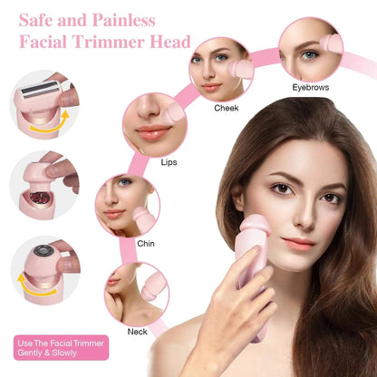 2-in-1 Women Shaver Tool – Rechargeable Electric Epilator for Face & Body (Waterproof, Dual Head)