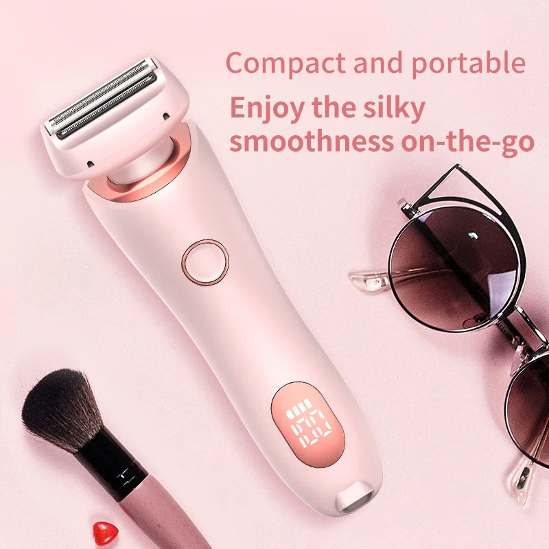 2-in-1 Women Shaver Tool – Rechargeable Electric Epilator for Face & Body (Waterproof, Dual Head)