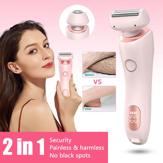 2-in-1 Women Shaver Tool – Rechargeable Electric Epilator for Face & Body (Waterproof, Dual Head)